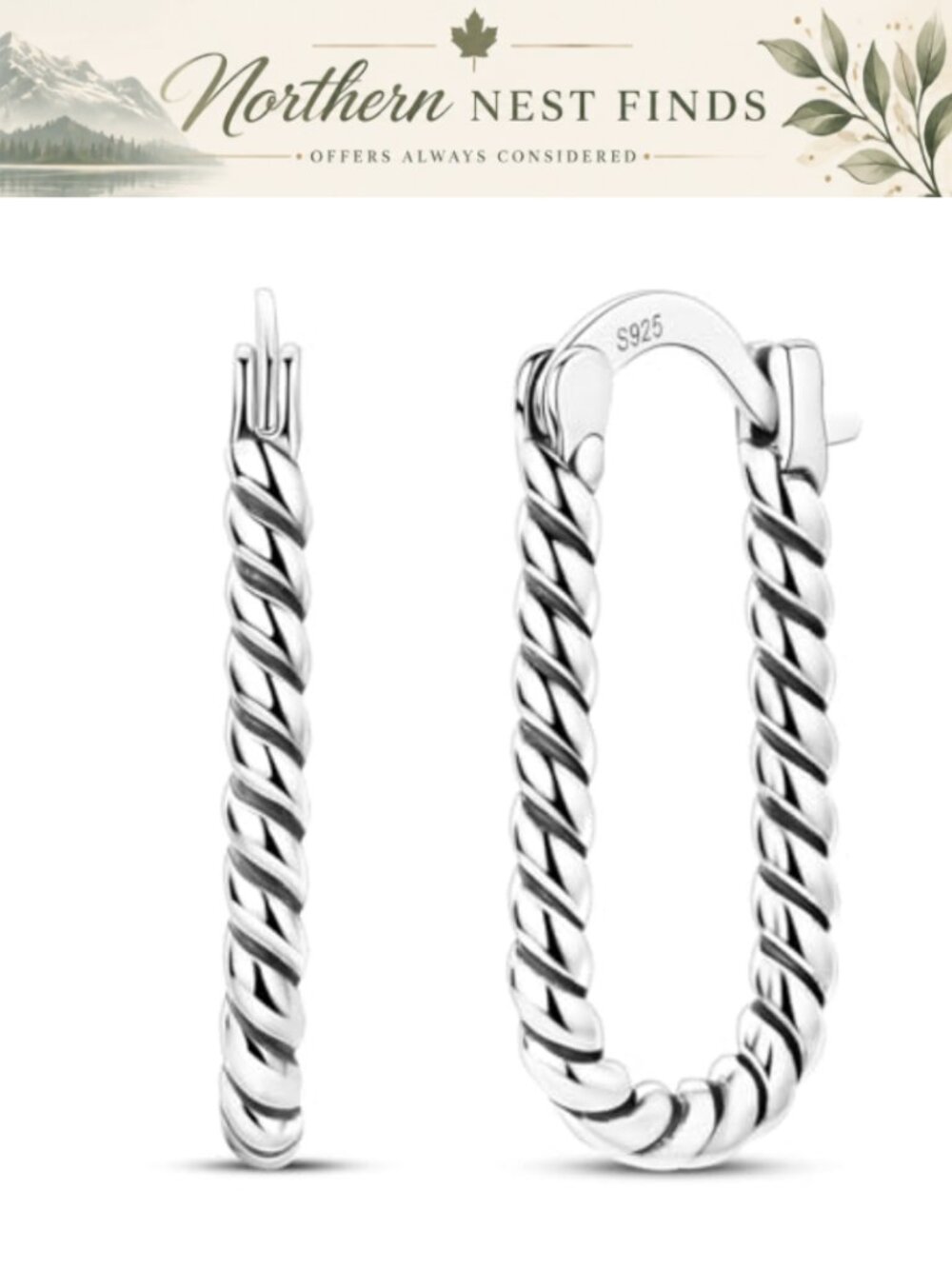 925 Sterling Silver Hoop Earrings Hypoallergenic Polished